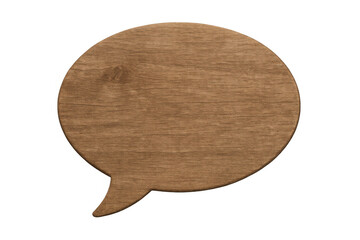 Leinwandbilder - Wooden speech bubble conveying natural communication concept, symbolizing rustic dialogue against transparent backdrop