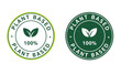 © graphic design value - Plant based logo icon with leaves, 100% plant based