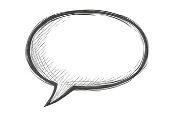 Poster - Oval speech bubble featuring a hand-drawn sketch style, set against a transparent background, ideal for communication and dialogue