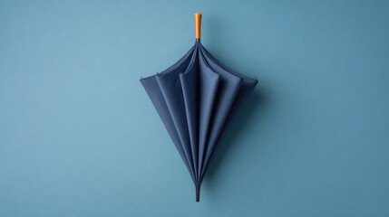 Poster - Modern and Stylish Blue Umbrella Displayed Against a Soft Blue Background, Perfect for Rainy Season Themes, Fashion Accessories, and Home Decor Concepts
