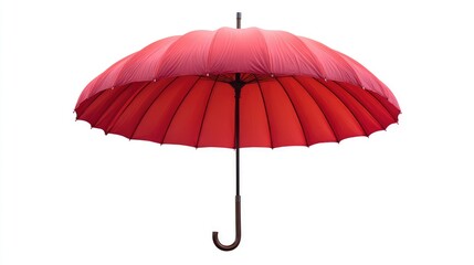 Poster - Bright Red Umbrella Opened Upwards with a Smooth Texture and a Dark Handle, Ideal for Rainy Days, Stylish Protection from Weather Elements, and Eye-Catching Design