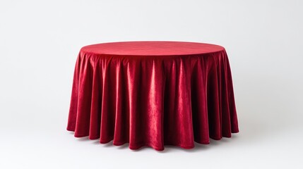 Fototapete - Elegant Round Table with Rich Red Velvet Cloth, Perfect for Formal Events, Parties, and Special Occasions to Create a Luxurious Ambiance