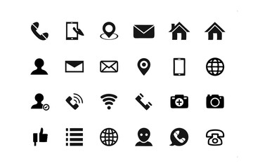 Poster - Iconic Communication Suite: A curated collection of essential contact and communication icons. Ideal for user interfaces, websites, and design projects.