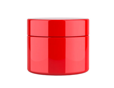 Red cosmetic jar blank mockup isolated