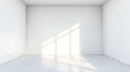 Poster - Sunlit Empty Room with White Walls, Minimalist Interior Architecture
