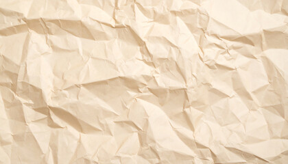 Poster - Crumpled beige paper texture with a chaotic, organic pattern, suitable for backgrounds or artistic projects