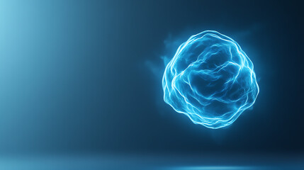 Poster - A captivating visualization of blue electric energy sphere emanating light and movement, ideal for technology or science-themed projects.