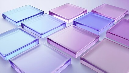 Poster - Abstract squares, pastel colors, studio setting, display
