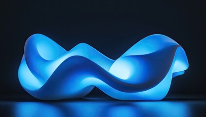 Poster - Abstract glowing sculpted form, dark studio.  Potential use Product showcase