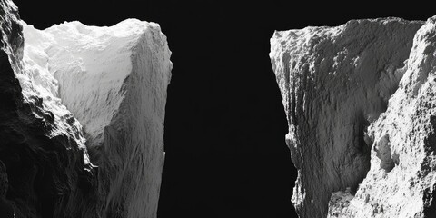 Wall Mural - Abstract rocky peaks,  black background,  space exploration