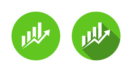 Poster - Business growth bar chart icon with long shadow. Graph enhancement sign symbol