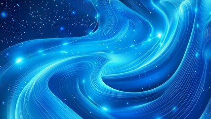 Aufkleber - A blue wave with stars in the background. The blue color of the wave is very bright and the stars are shining brightly