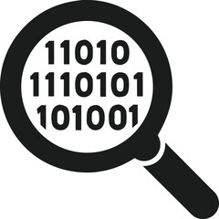 Aufkleber - Silhouette of a magnifying glass examining binary code symbolic of data analysis