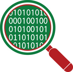 Aufkleber - Digital data analysis magnifying glass searching binary code with transparency