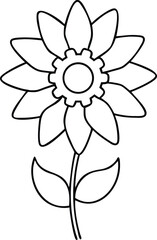 Poster - Mechanical flower vector silhouette design with gear shaped petals transparent background