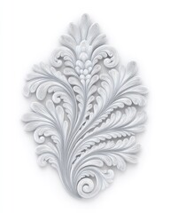 Poster - Intricate Silver Leaf Design on White Background