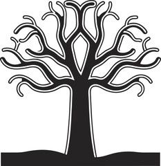Poster - Elegant black silhouette of a tree featuring intricate branches with intertwined wires
