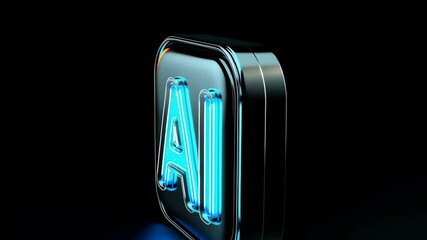 Poster - A blue square with the letter A in it. The square is illuminated and he is a logo