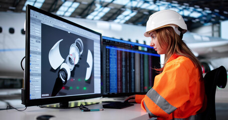 Poster - Young Female Aerospace Engineer Utilizing 3D Computer Modeling