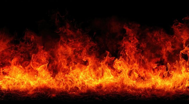 Intense Flames Dancing In The Dark Night