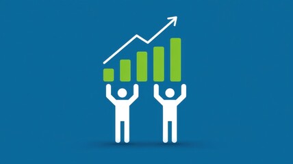 Poster - Employment Trends. Growth chart with figures celebrating success and progress.