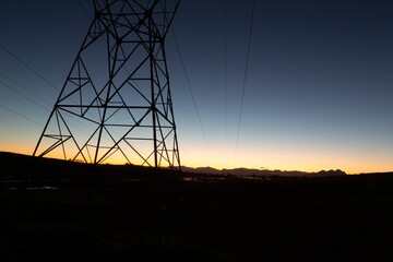 Poster - The evening electricity pylon silhouette