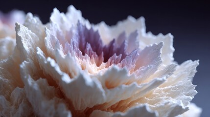 Poster - Abstract Close up of Textured Flower like Formation Soft Cream Purple Hues