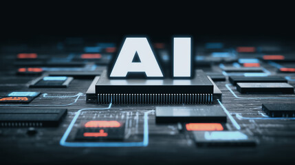 Poster - ai processor: conceptual representation of a ai processor, highlighting the technological prowess an