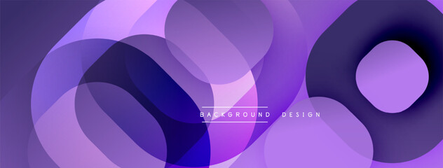 Poster - Abstract purple layers create dynamic composition. Overlapping circles, smooth gradients, modern design elements present. Minimalist aesthetic.