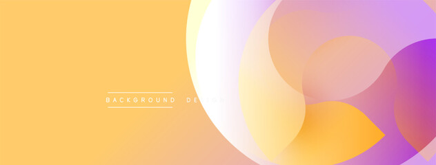 Aufkleber - Abstract fluid shapes overlap, creating vibrant gradient effect. Warm yellow transitions into cool purple hues. Modern design element.