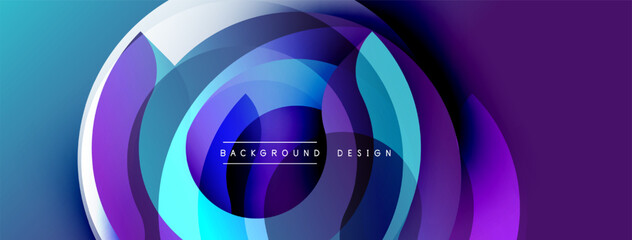 Poster - Abstract concentric circles, vibrant blue purple gradients. Modern design element, dynamic composition, smooth transitions. Background texture suggests depth.
