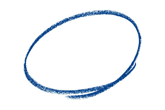 Blue pencil highlight circle mark isolated on transparent background