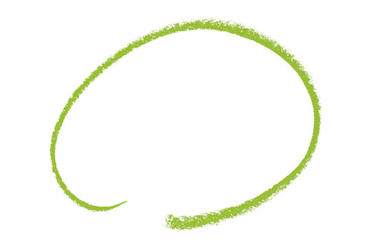 Green pencil highlight circle mark isolated on transparent background