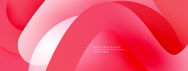 Abstract red background. Smooth shapes overlap, creating dynamic visual effect. Gradient shades provide depth, modern aesthetic.