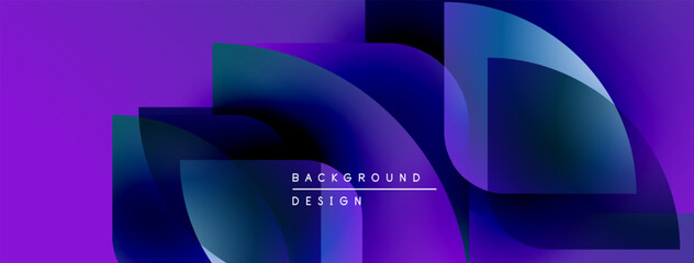 Fototapete - Abstract purple, blue gradients form flowing shapes. Text reads background design centered within composition. Modern, vibrant visual.