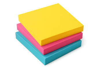 Fototapete - Three colorful sticky notes forming a stack on a transparent background, ready for your message