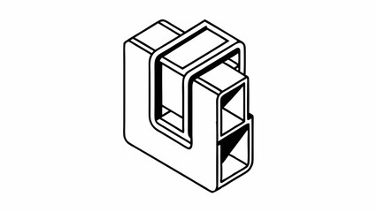 Poster - Isometric view of a white connector with two square openings and a u shaped top connector at the top created with generated ai