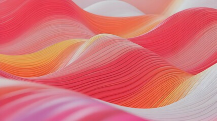 Poster - Abstract Wavy Landscape Formed by Thousands of Tiny Elements Creating a Textured Organic Surface in Vibrant Warm Colors
