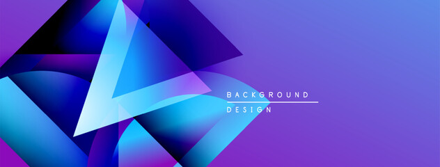 Poster - Abstract geometric shapes, vibrant blues, purples create dynamic background. Modern design elements suggest technology, innovation.