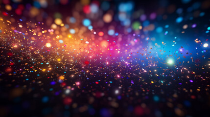 glowing lights, cultural decorations, confetti or fireworks, joyful and festive mood