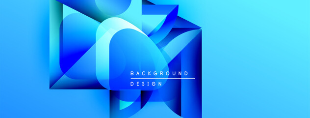 Aufkleber - Abstract blue geometric shapes create dynamic background. Gradient effect adds depth, modern feel. Text reads background design.