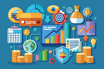 Poster - Creative visualization of financial growth and data analysis concepts in a colorful graphic design