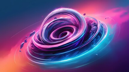 Poster - Abstract neon glowing vortex background wallpaper digital art illustration design on transparent background