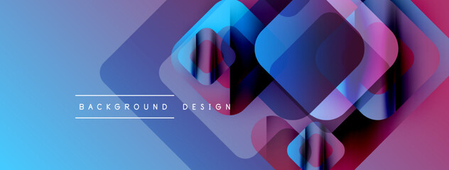 Poster - Abstract geometric shapes overlap, creating vibrant blue, purple gradients. Modern design elements suggest technology, innovation.