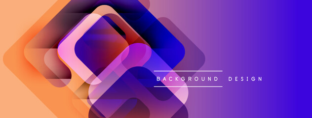 Aufkleber - Abstract geometric shapes overlap, creating vibrant gradient effect. Orange, purple hues dominate composition. Modern design element.