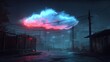 © RatWats - Neon cloud hovers over a misty alley