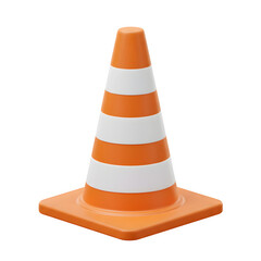 Aufkleber - Clean 3D Traffic Cone Object - Modern Design for Caution & Security, Isolated on White or Transparent Background