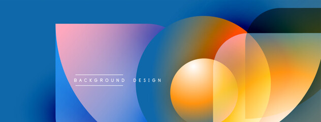 Aufkleber - Abstract colorful circles overlap. Gradient hues create modern background design. Text reads background design. Smooth transitions, vibrant colors present.