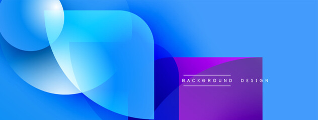 Poster - Abstract blue background. Overlapping shapes create dynamic visual effect. Gradient colors, modern design elements present.