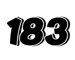 Poster - Stylized black number 183 on transparent background, with a bold, 3D appearance and shadow effects for added depth and dimension.